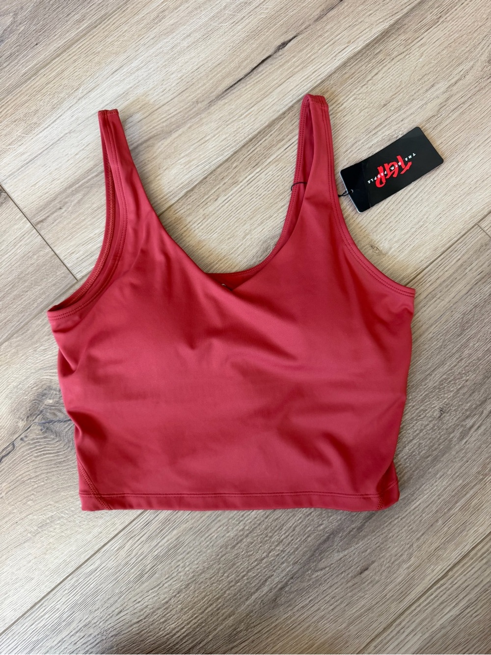 Brick Red Scoop Neck Crop Tank Top